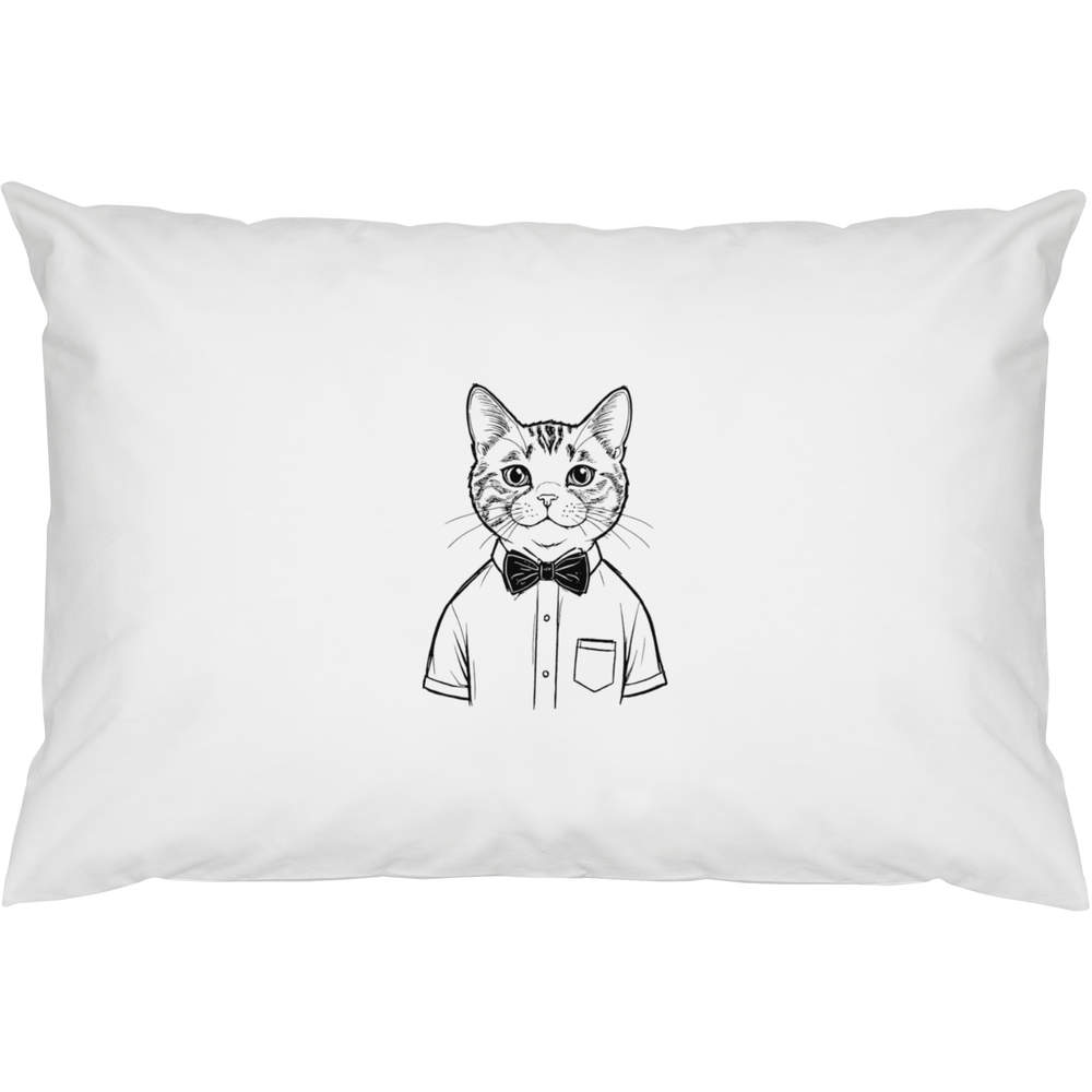 2 x 'Cat with Bow Tie' Cotton Pillow Cases (PW00036043)