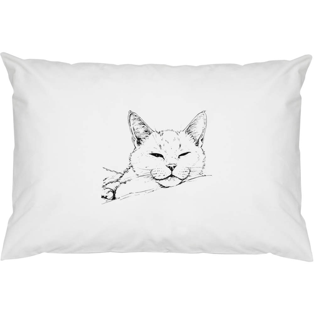 2 x 'Sleepy Cat' Cotton Pillow Cases (PW00036497)