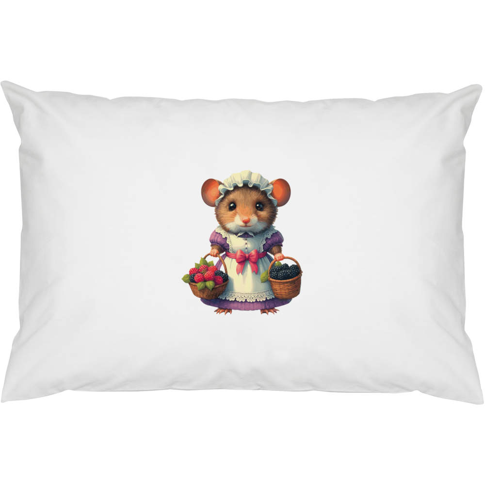 2 x 'Harvest Mouse With Fruit Baskets' Cotton Pillow Cases (PW00037690)