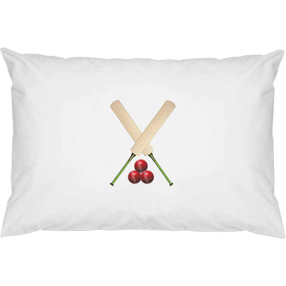 2 x 'Cricket Bats and Balls' Cotton Pillow Cases (PW00038737)