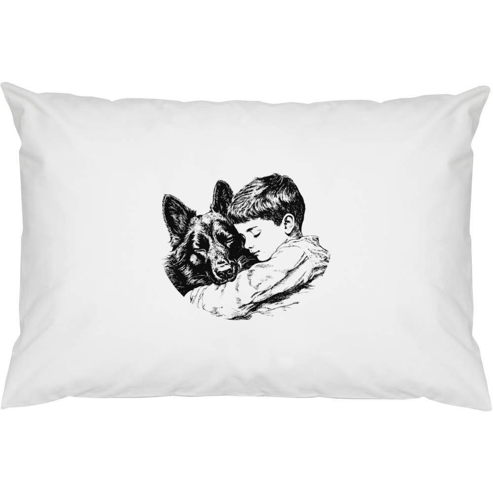 2 x 'Sleeping Boy with German Shepherd' Cotton Pillow Cases (PW00040773)