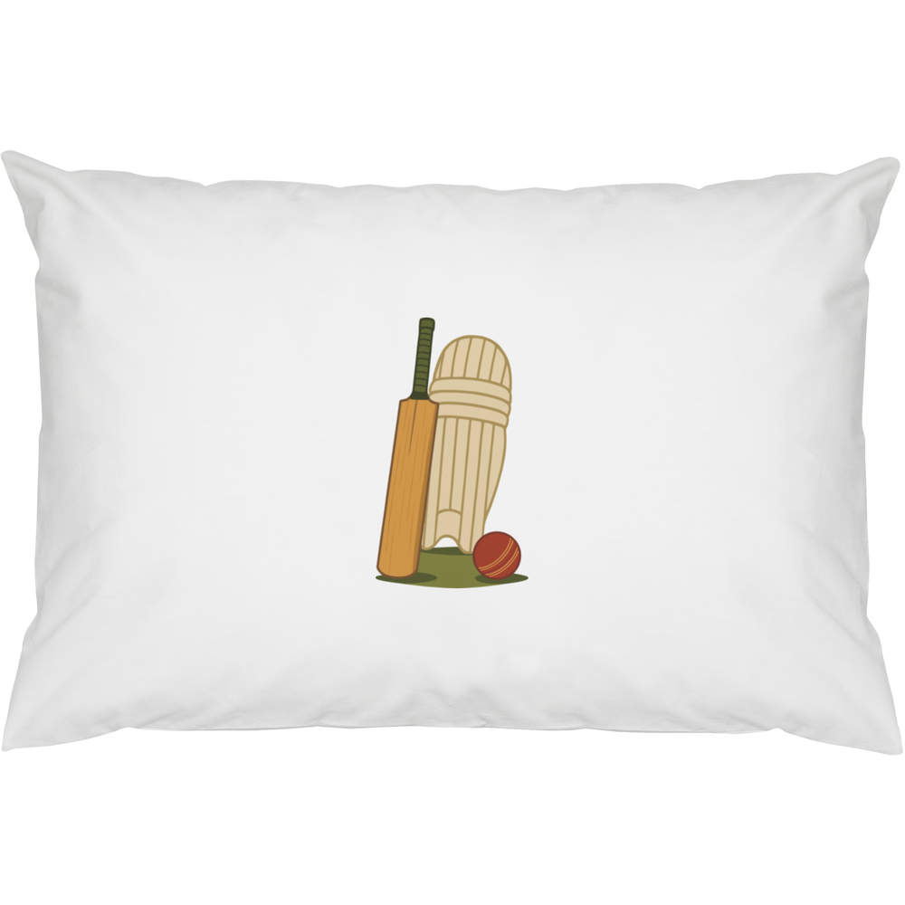 2 x 'Cricket Essential Gear' Cotton Pillow Cases - White 100% Cotton Pillow Covers / Bed Linen - 74cm x 50cm (PW00042043)