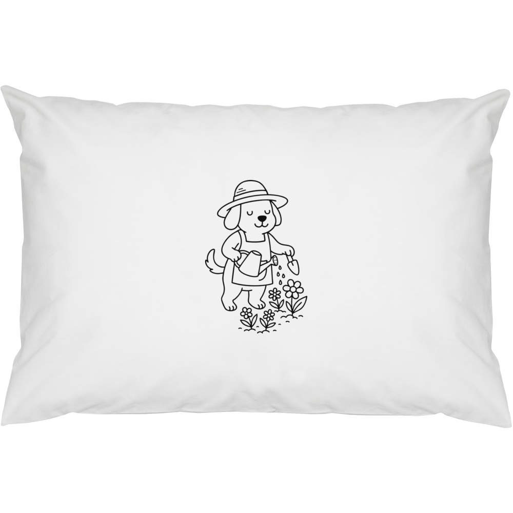 2 x 'Gardening Dog' Cotton Pillow Cases (PW00042129)
