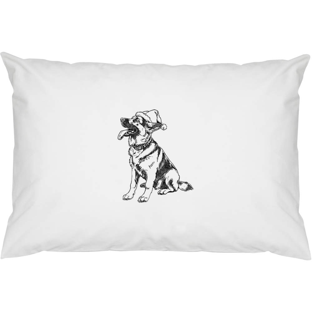 2 x 'German Shepherd with Santa Hat' Cotton Pillow Cases (PW00042776)