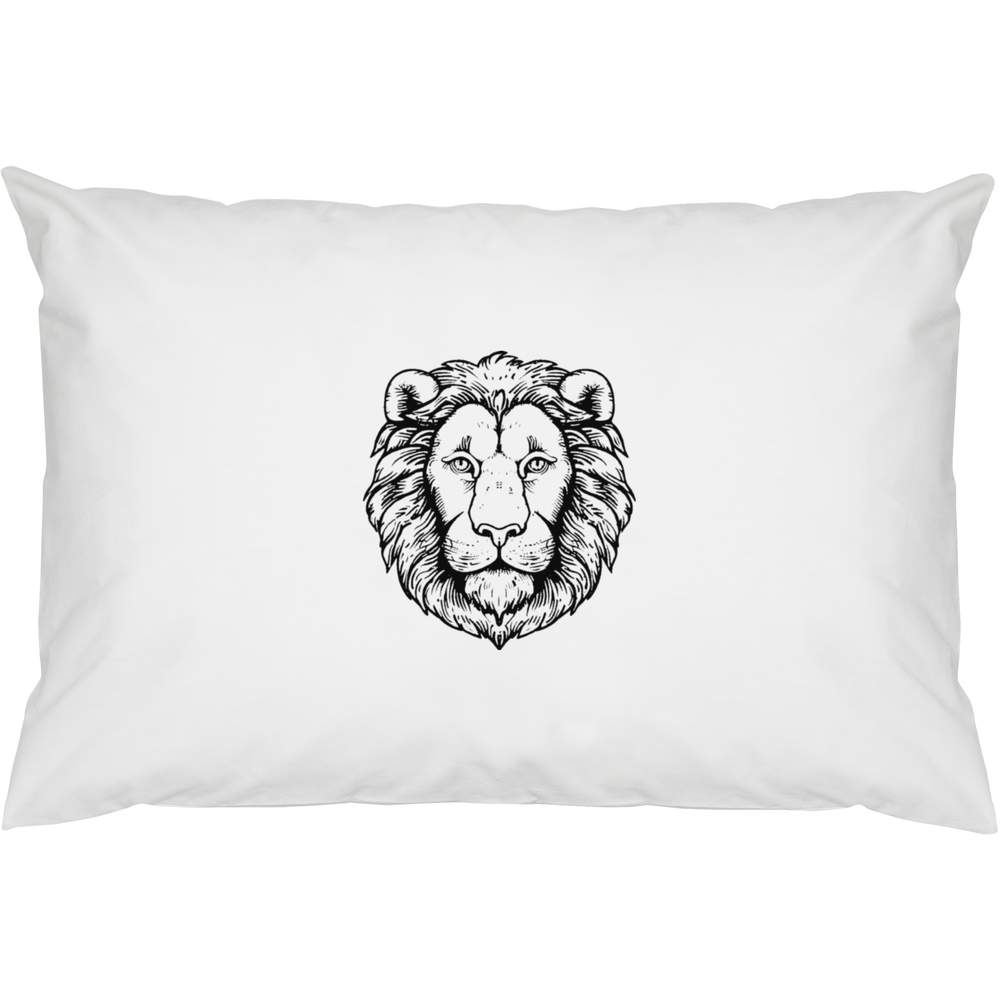 2 x 'Lion Head' Cotton Pillow Cases (PW00042792)