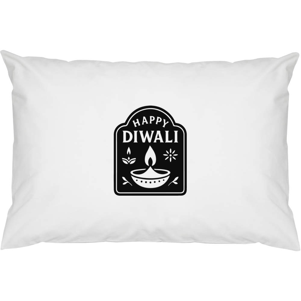 2 x 'Happy Diwali Celebratory Design' Cotton Pillow Cases (PW00043151)