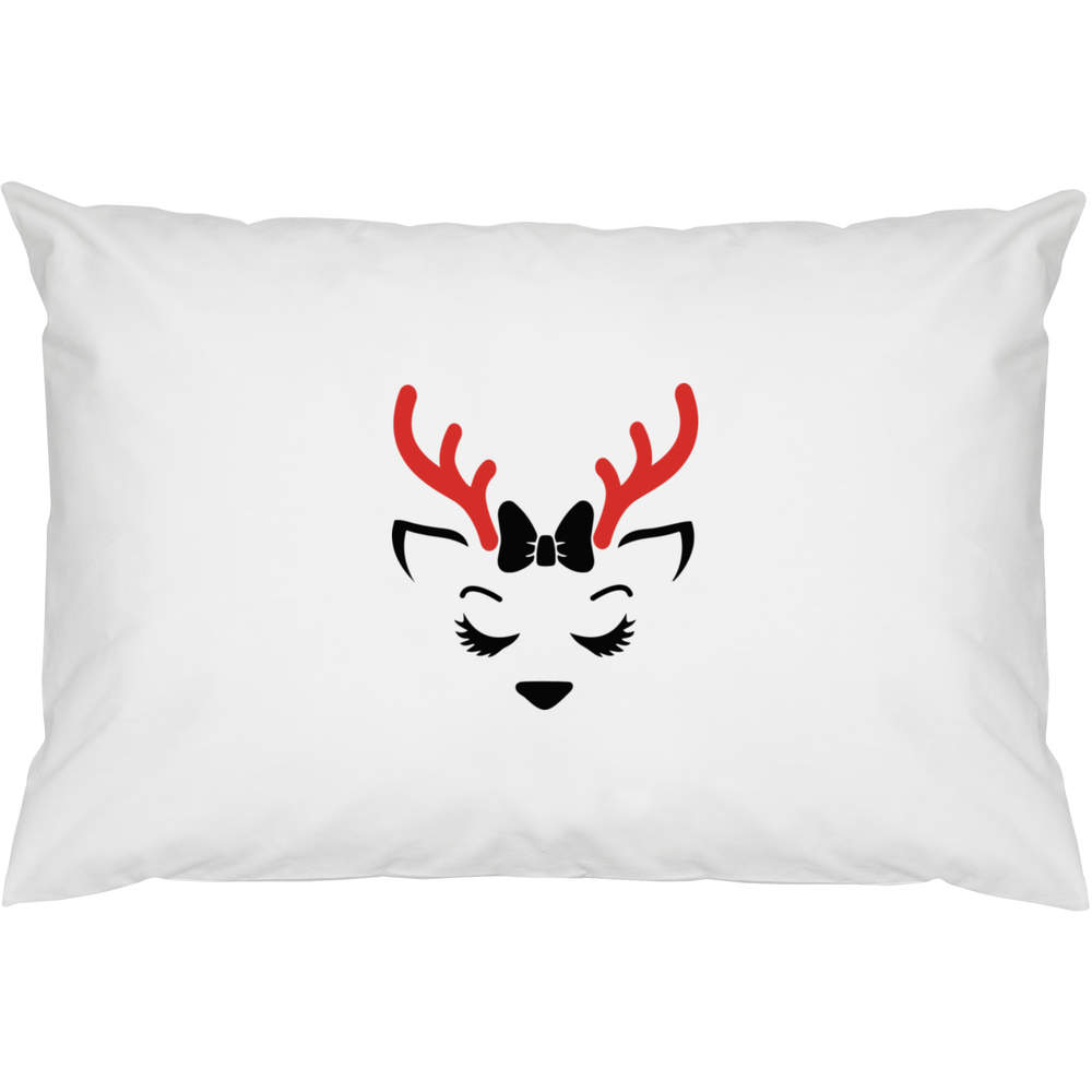 2 x 'Reindeer Cute Face' Cotton Pillow Cases (PW00044605)
