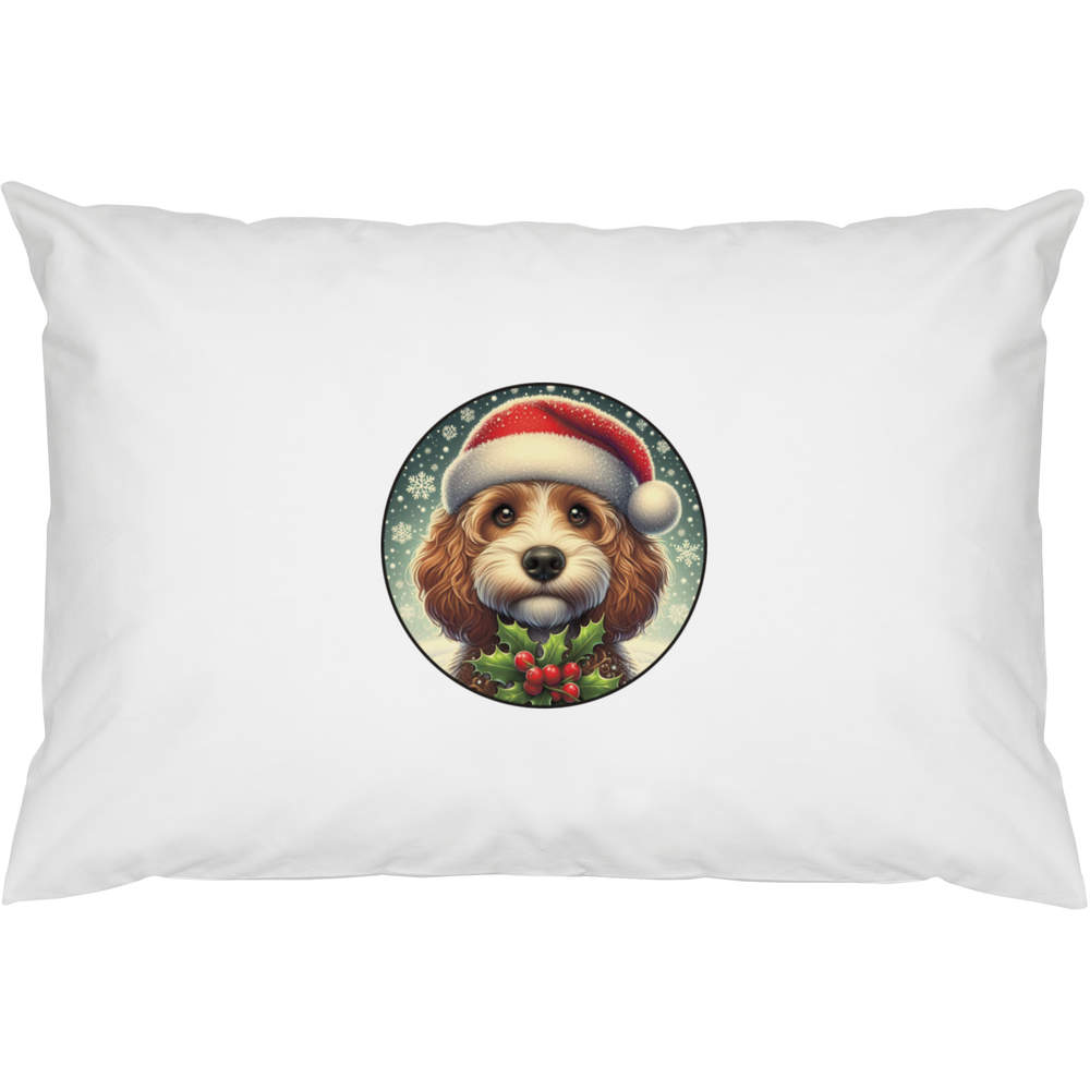 2 x 'Cockapoo Wearing a Santa Hat' Cotton Pillow Cases (PW00045482)