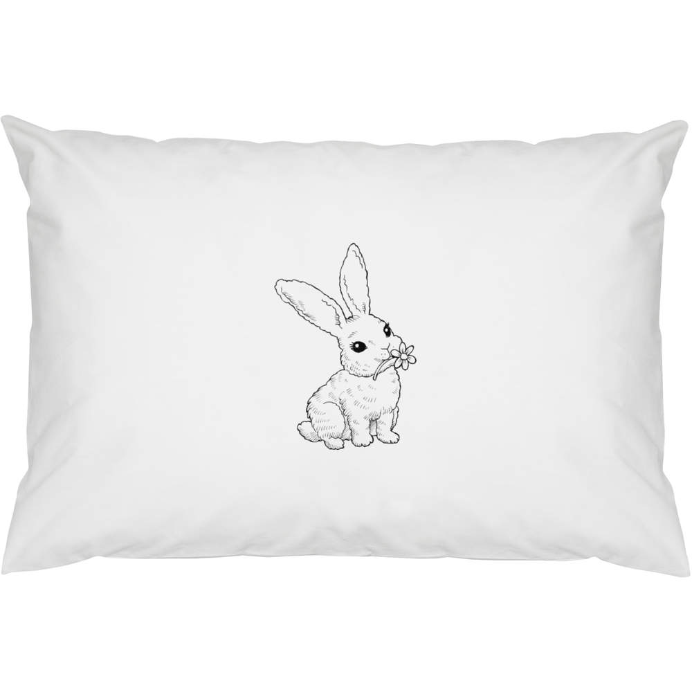 2 x 'Adorable Bunny with Flower' Cotton Pillow Cases (PW00045765)