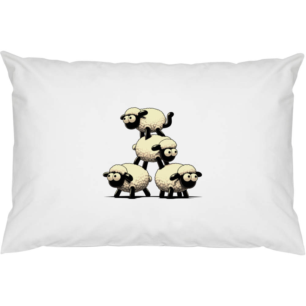 2 x 'Acrobat Sheep' Cotton Pillow Cases - White 100% Cotton Pillow Covers / Bed Linen - 74cm x 50cm (PW00049331)