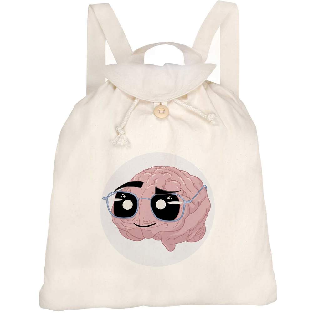 'Brain Wearing Glasses' Canvas Rucksack / Backpack (RK00018382)