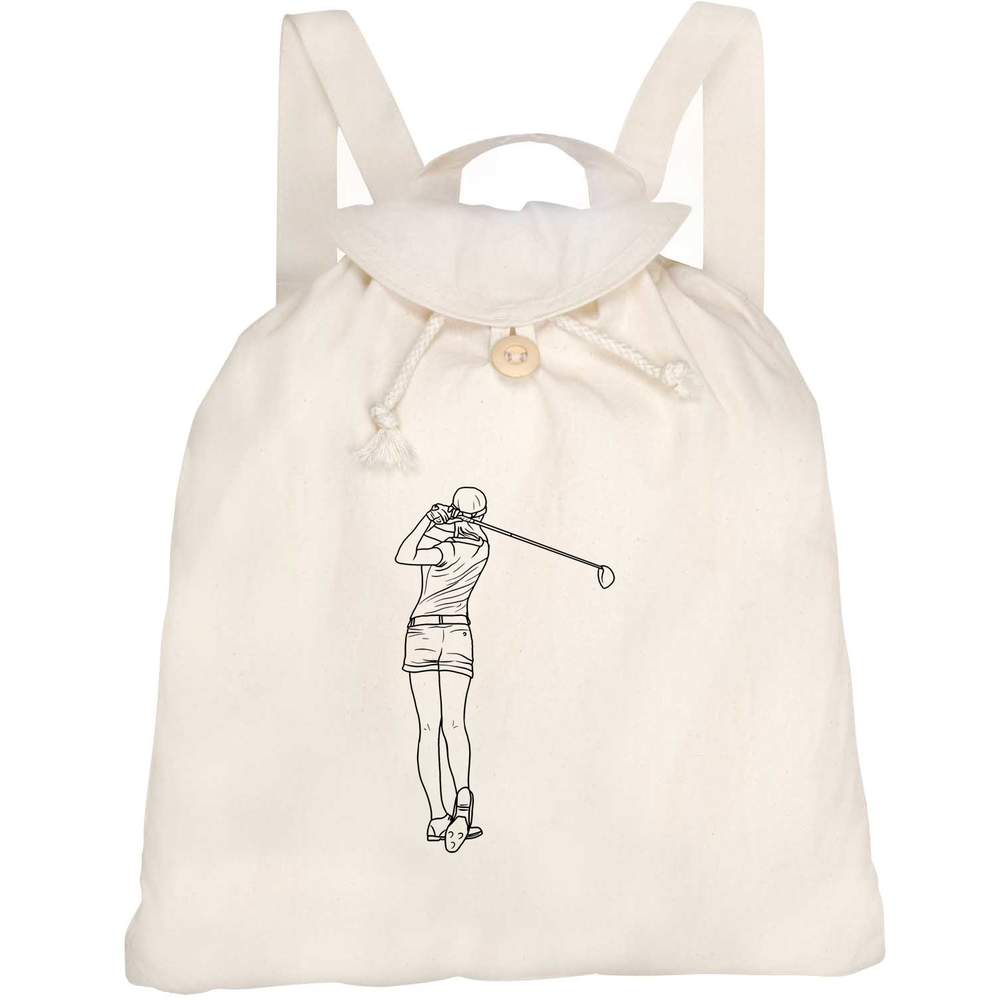 'Female Golfer' Canvas Rucksack / Backpack (RK00021490)