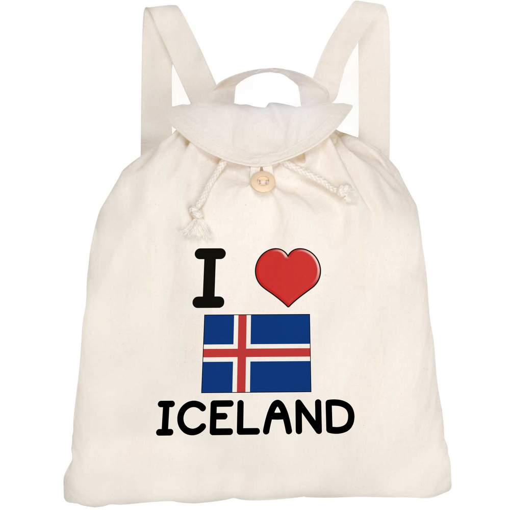 'I Love Iceland' Canvas Rucksack / Backpack (RK00023169)