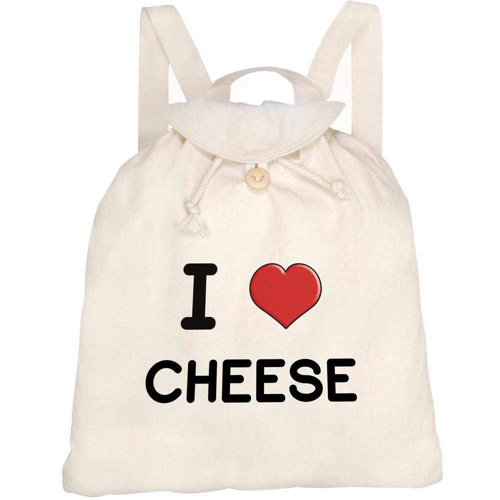 'I Love Cheese' Canvas Rucksack / Backpack (RK00023503)