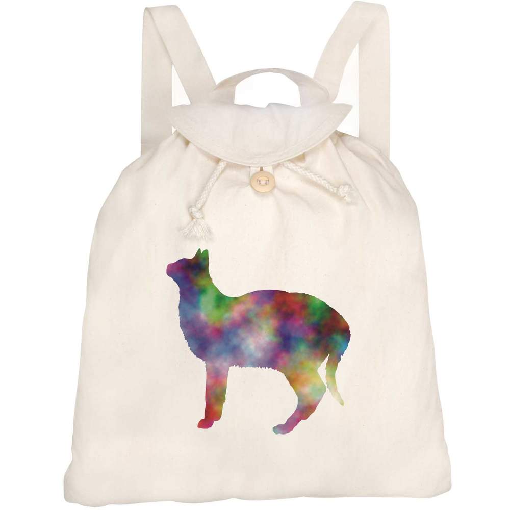 'Colourful Cat' Canvas Rucksack / Backpack (RK00024898)
