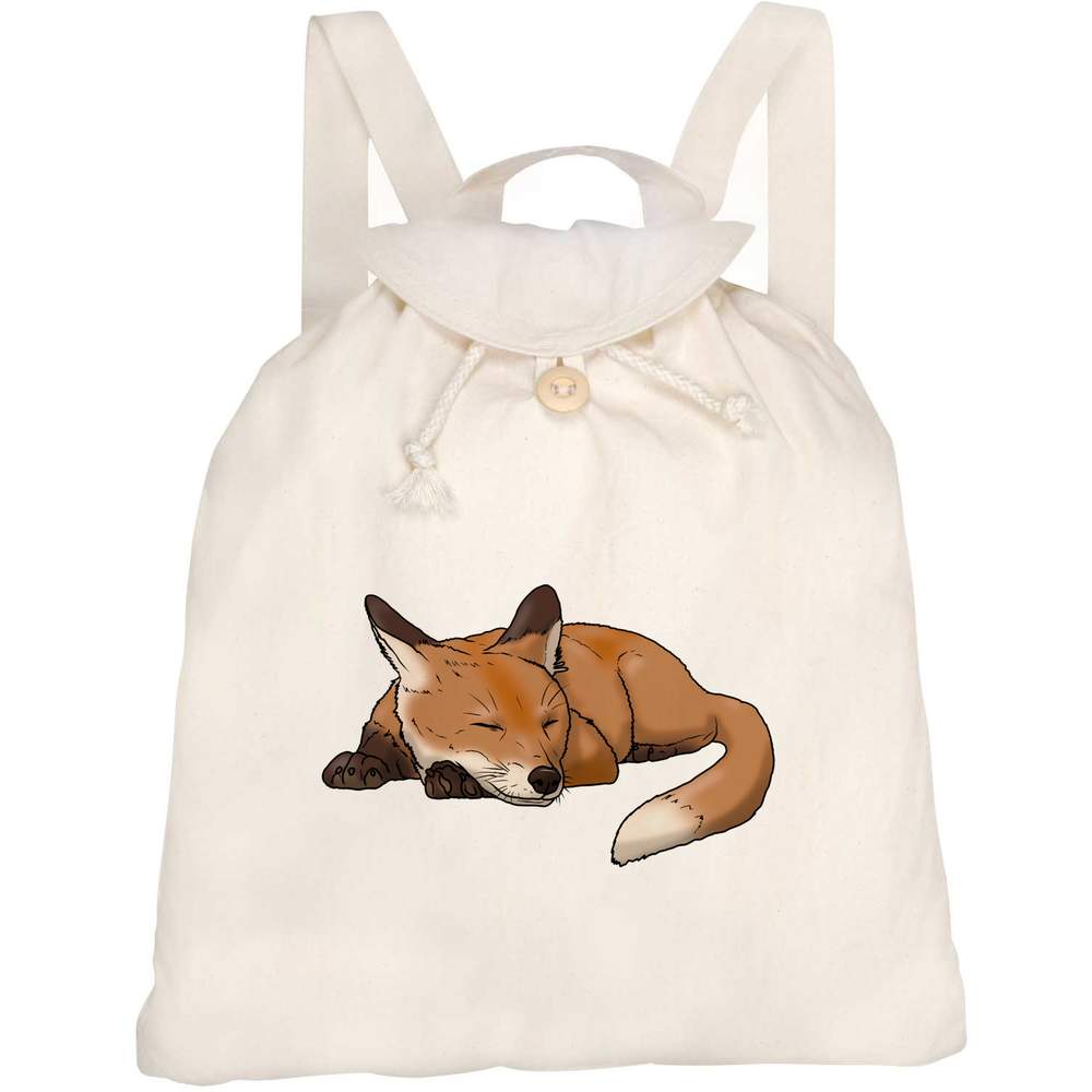 'Sleeping Fox' Canvas Rucksack / Backpack (RK00025082)