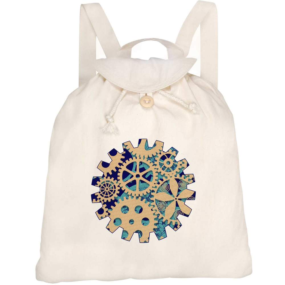 'Cog Wheels' Canvas Rucksack / Backpack (RK00025090)