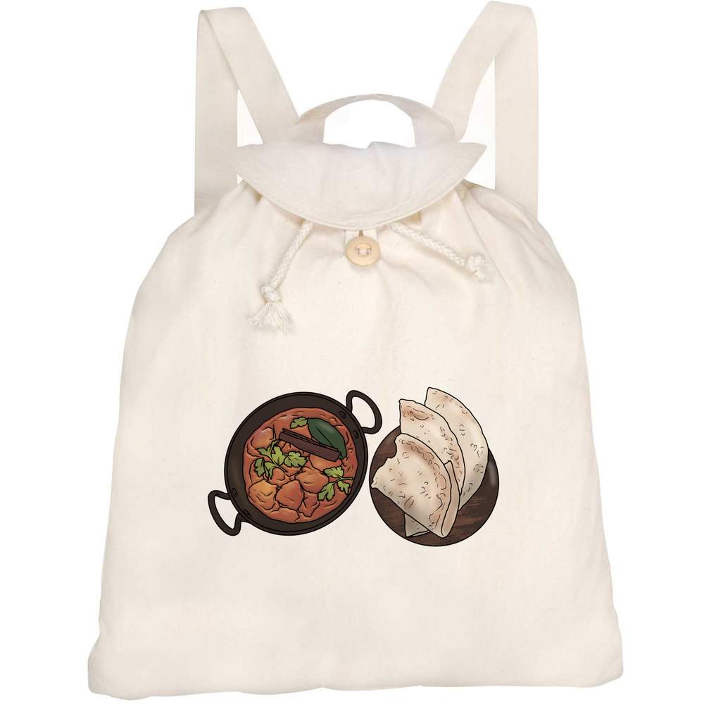 'Curry Bowl & Naan Bread' Canvas Rucksack / Backpack (RK00026079)