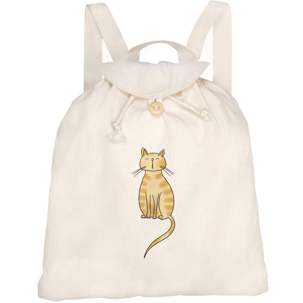 'Ginger Cat' Canvas Rucksack / Backpack - Drawstring Day Bag for School, Travel, Books and Outdoor Use (RK00027622)