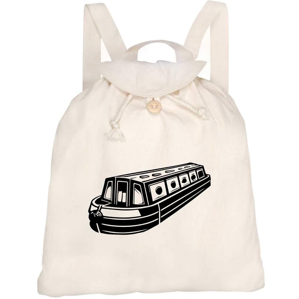 'Canal Boat' Canvas Rucksack / Backpack (RK00033561)