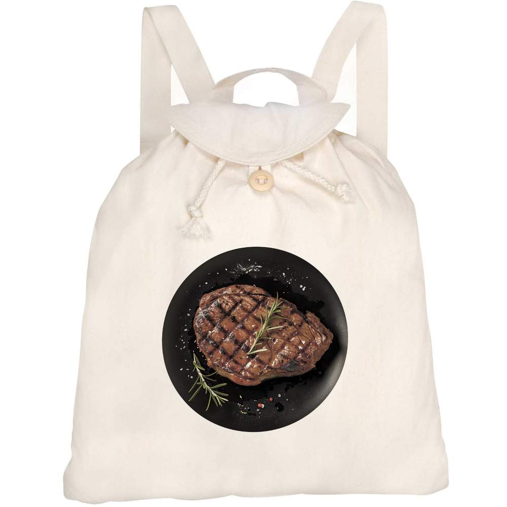 'Well Done Steak' Canvas Rucksack / Backpack (RK00034630)