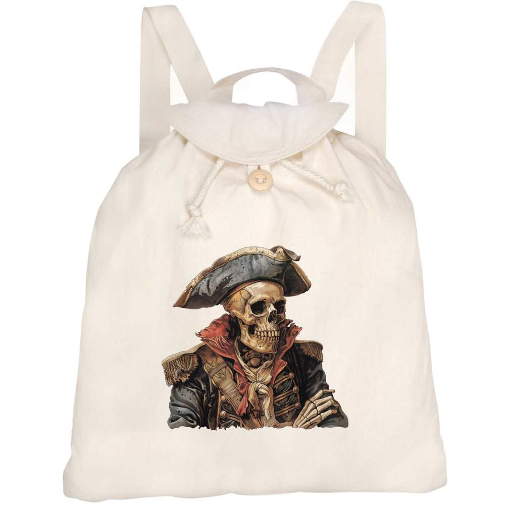 'Pirate Captain Skull' Canvas Rucksack / Backpack - Drawstring Day Bag for School, Travel, Books and Outdoor Use (RK00035055)