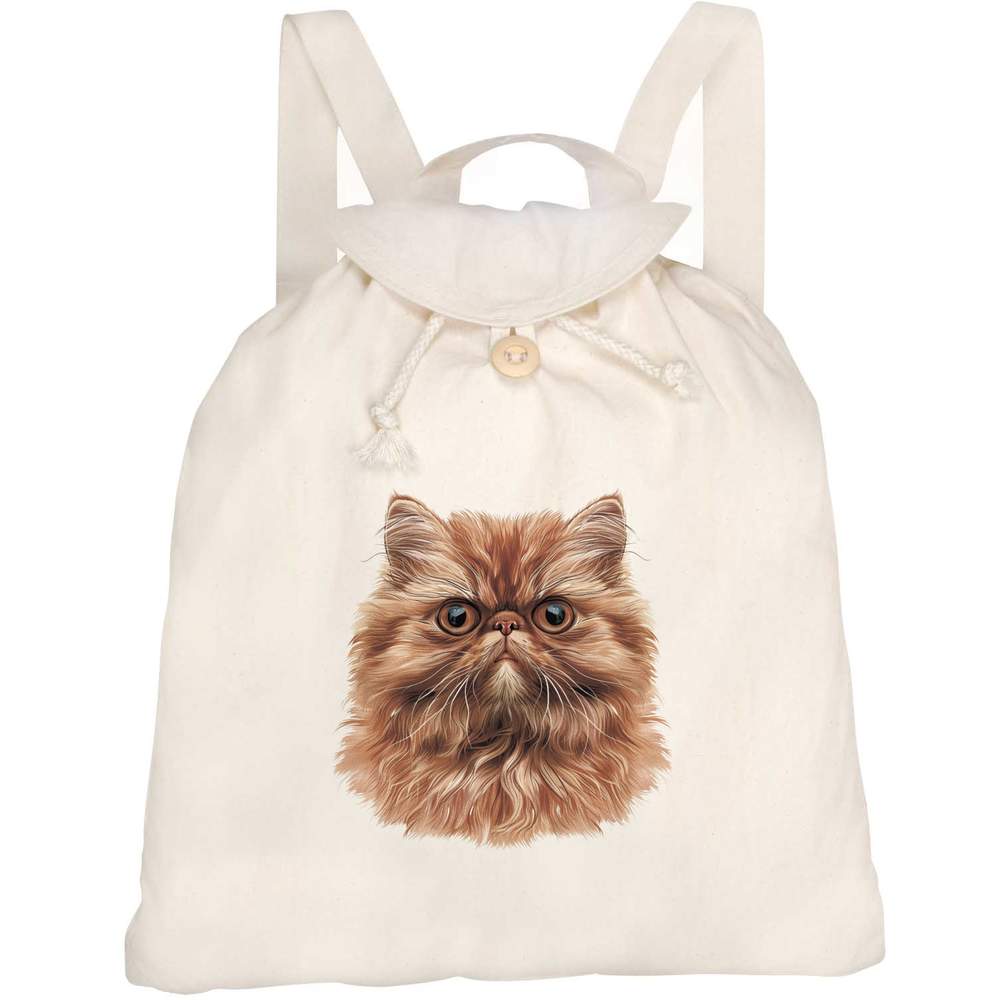 'Persian Cat Front View' Canvas Rucksack / Backpack (RK00035063)