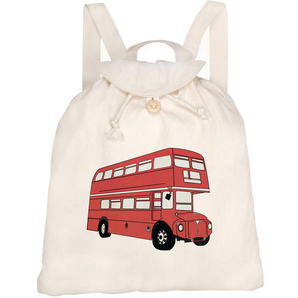 'Red Bus' Canvas Rucksack / Backpack (RK00036267)