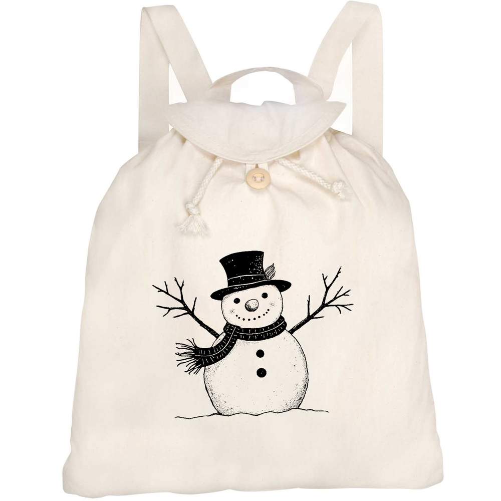 'Happy Snowman' Canvas Rucksack / Backpack (RK00036338)