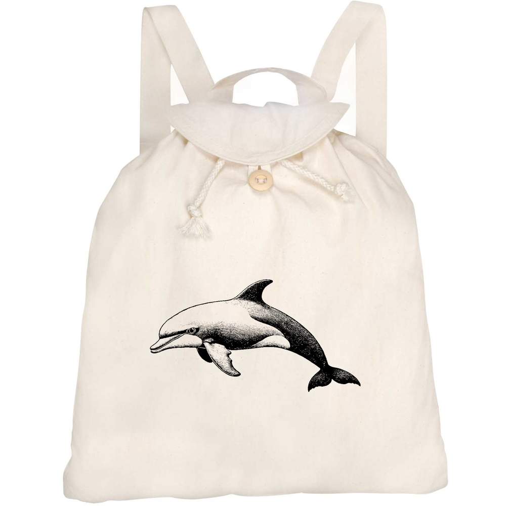 'Single Dolphin' Canvas Rucksack / Backpack (RK00036442)