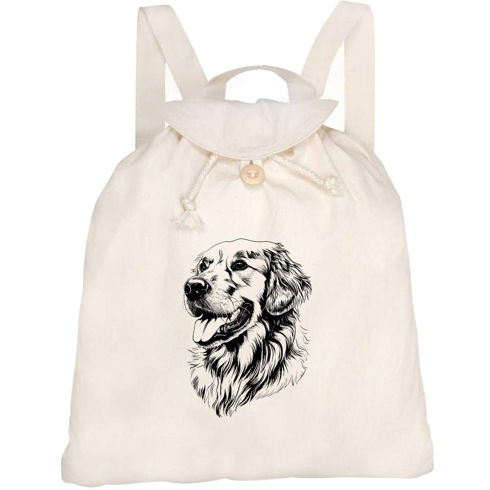 'Golden Retriever Portrait' Canvas Rucksack / Backpack (RK00036784)