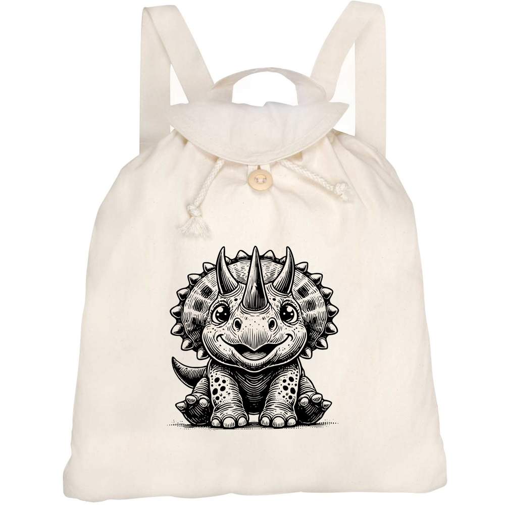 'Happy Baby Triceratops' Canvas Rucksack / Backpack (RK00037192)