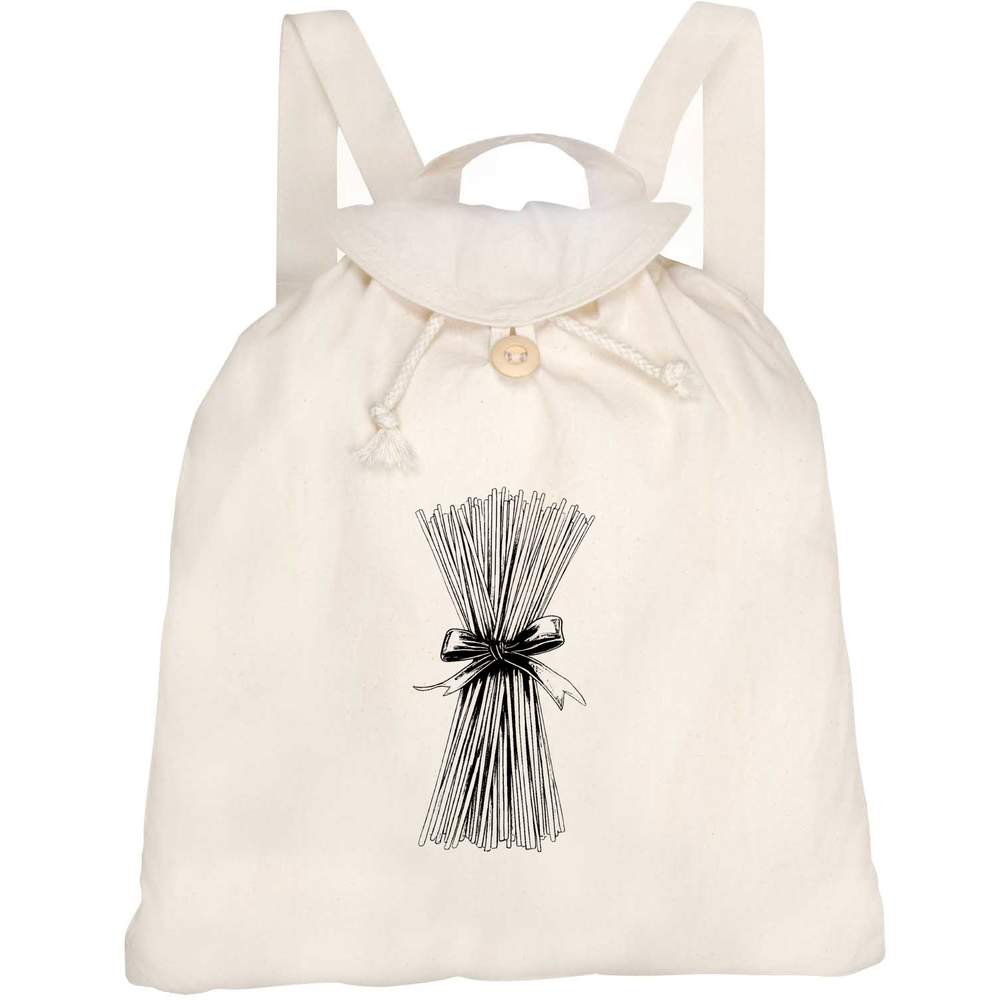 'Spaghetti Pasta with Ribbon' Canvas Rucksack / Backpack (RK00038250)