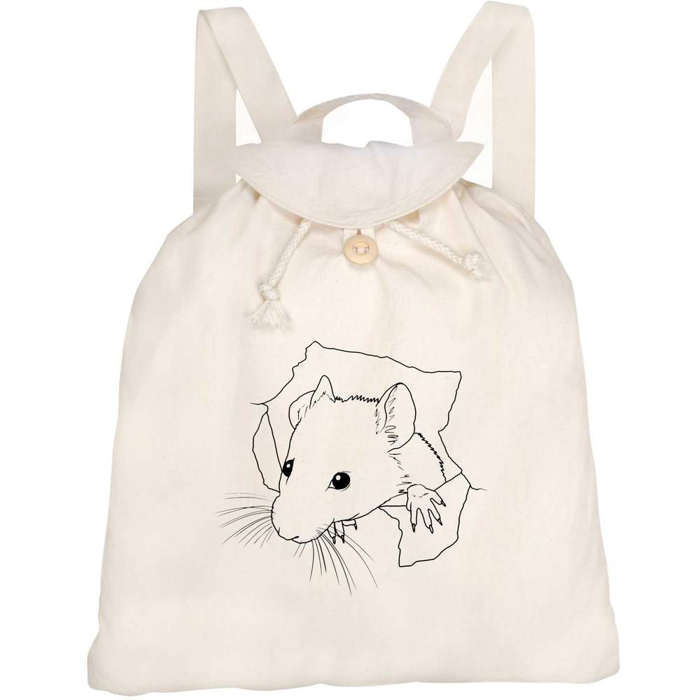 'Mouse Through Hole' Canvas Rucksack / Backpack (RK00039025)
