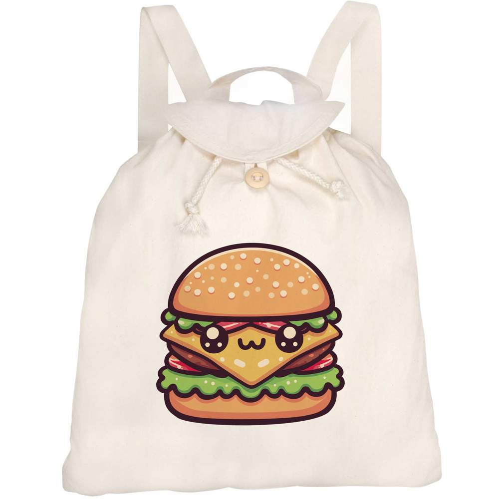 'Cute Cheeseburger' Canvas Rucksack / Backpack (RK00040213)
