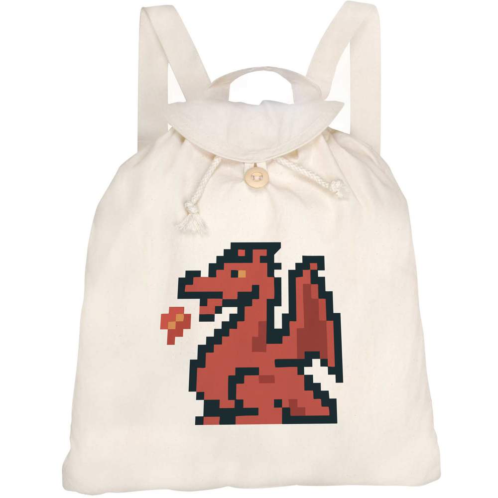 '8-Bit Fire Breathing Dragon' Canvas Rucksack / Backpack (RK00040782)