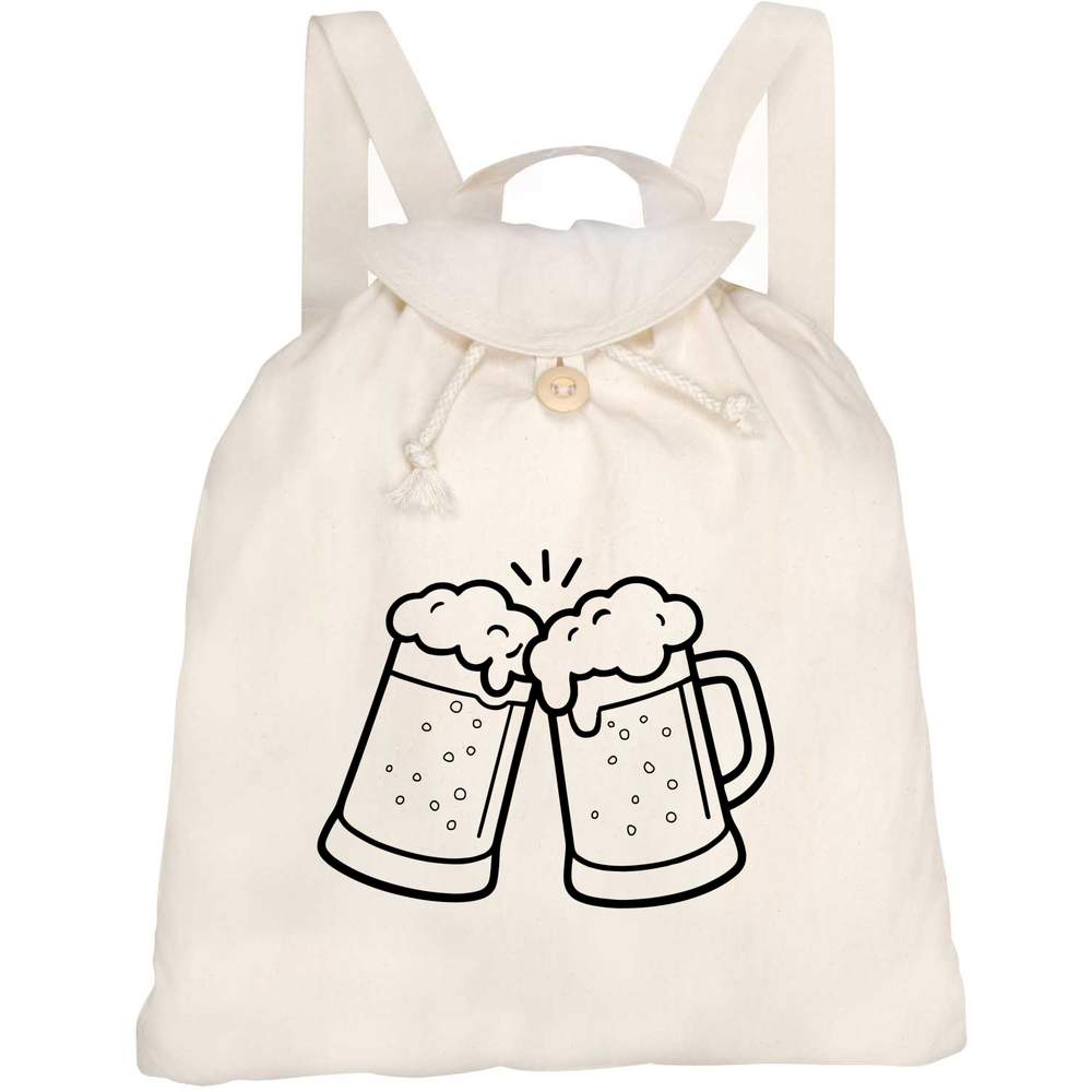'Clinking Beer Tankards' Canvas Rucksack / Backpack (RK00041208)