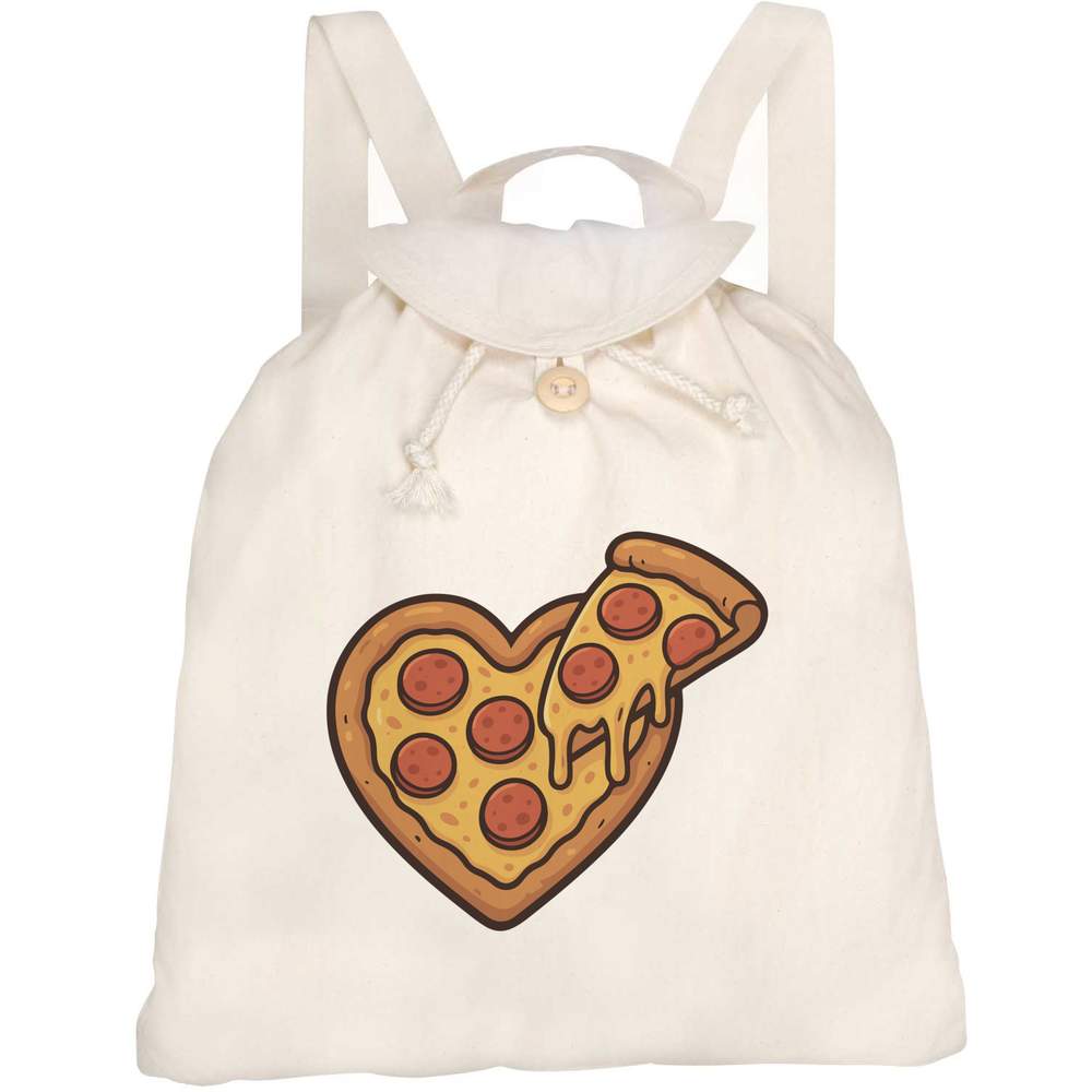 'Heart Pizza' Canvas Rucksack / Backpack (RK00041496)