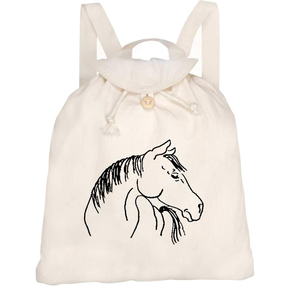 'Horse Looking Around ' Canvas Rucksack / Backpack (RK00041602)