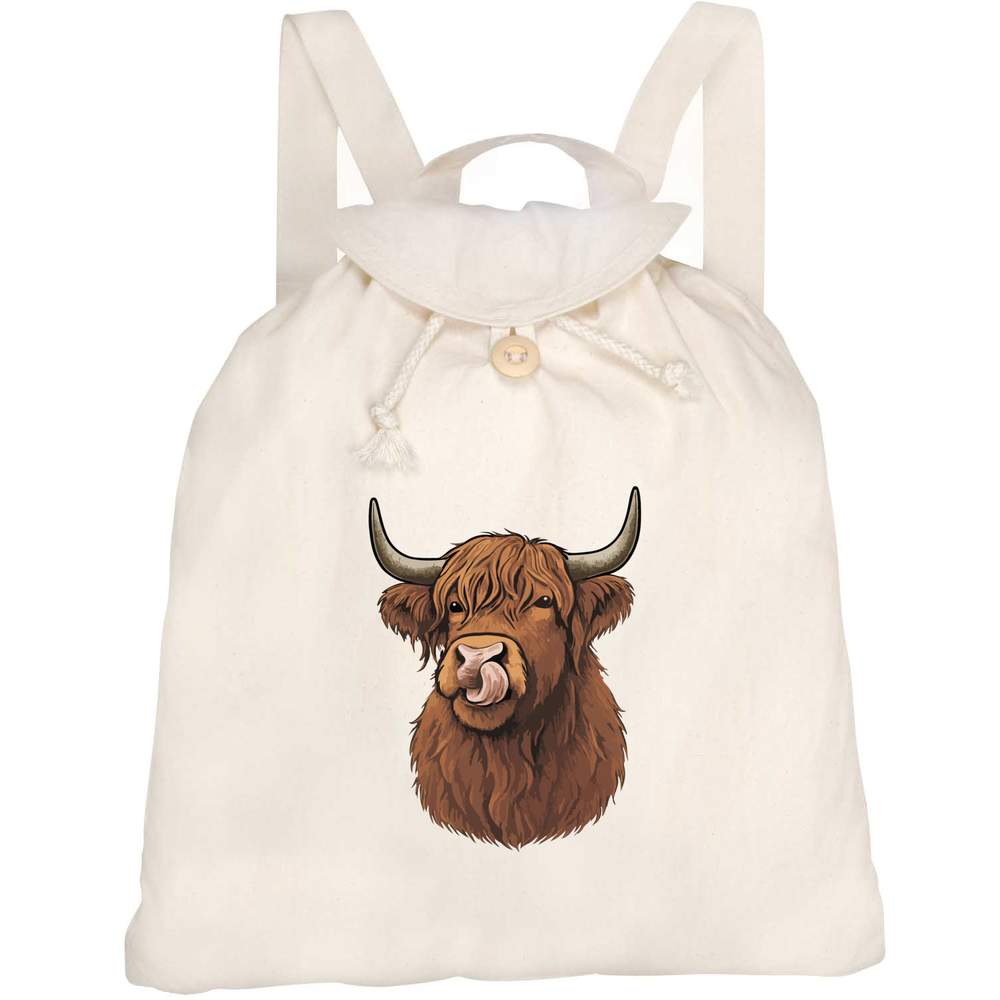 'Highland Cow' Canvas Rucksack / Backpack (RK00041870)