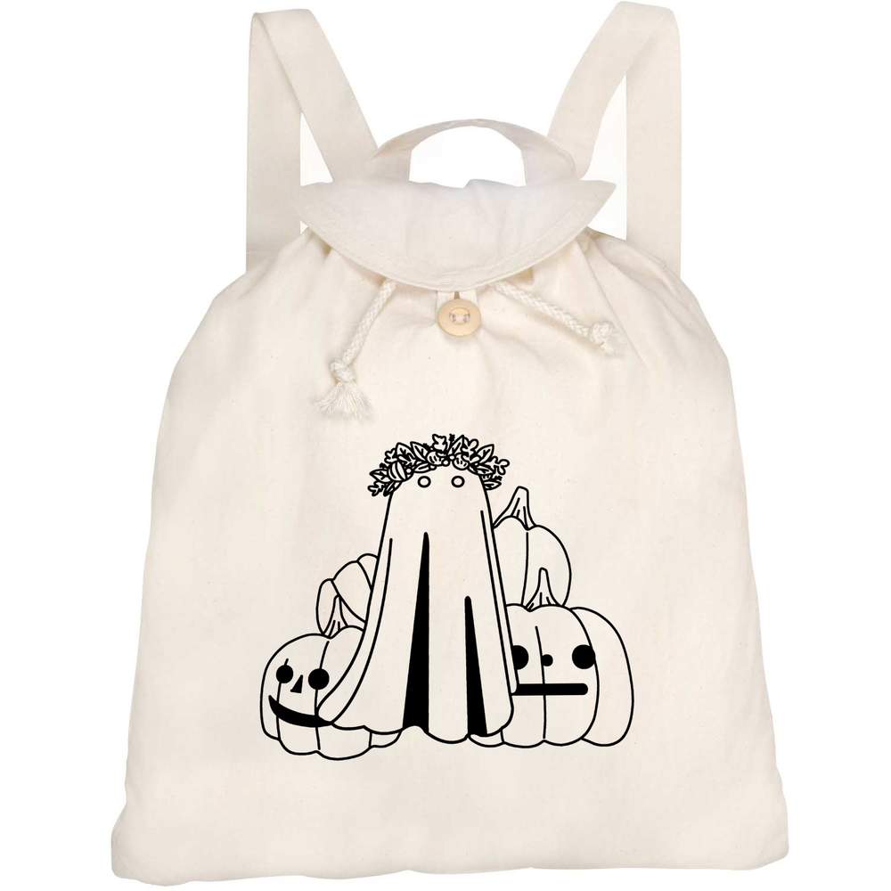 'Pumpkin Ghost' Canvas Rucksack / Backpack (RK00042077)