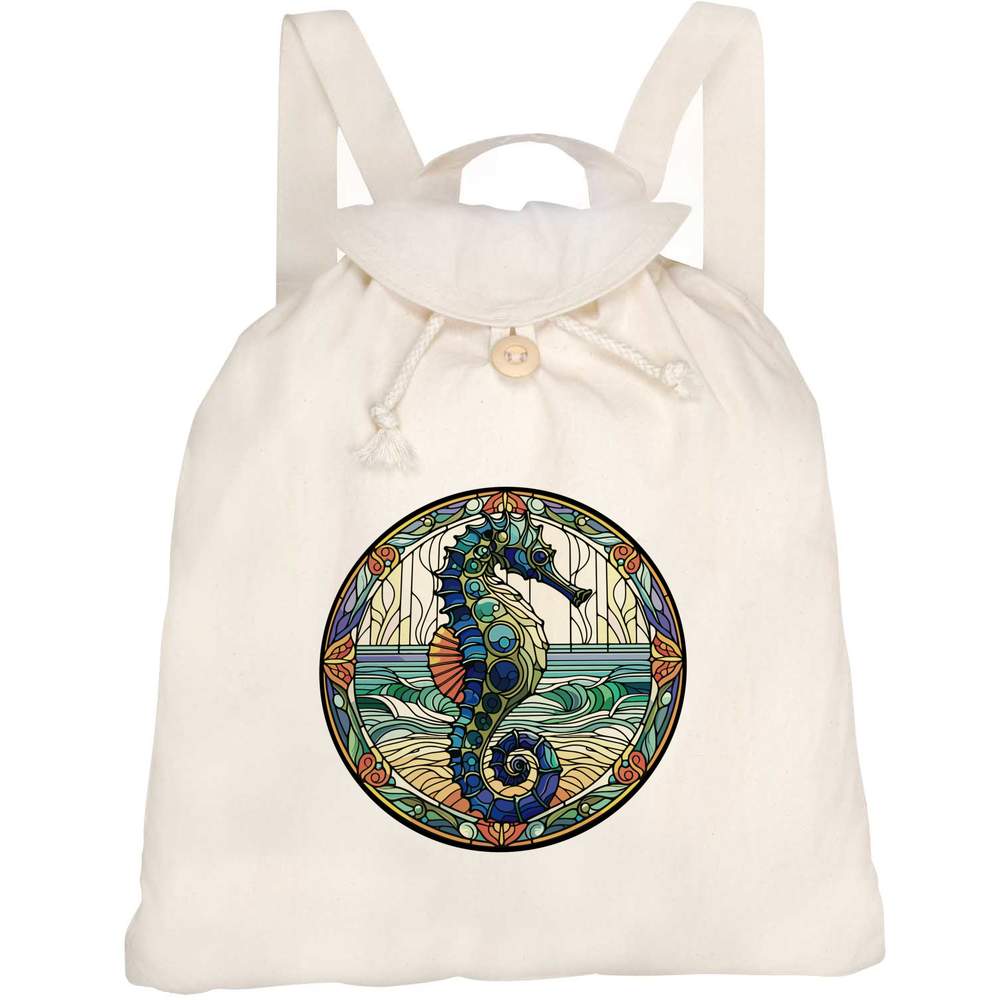 'Circular Seahorse Window' Canvas Rucksack / Backpack (RK00042545)