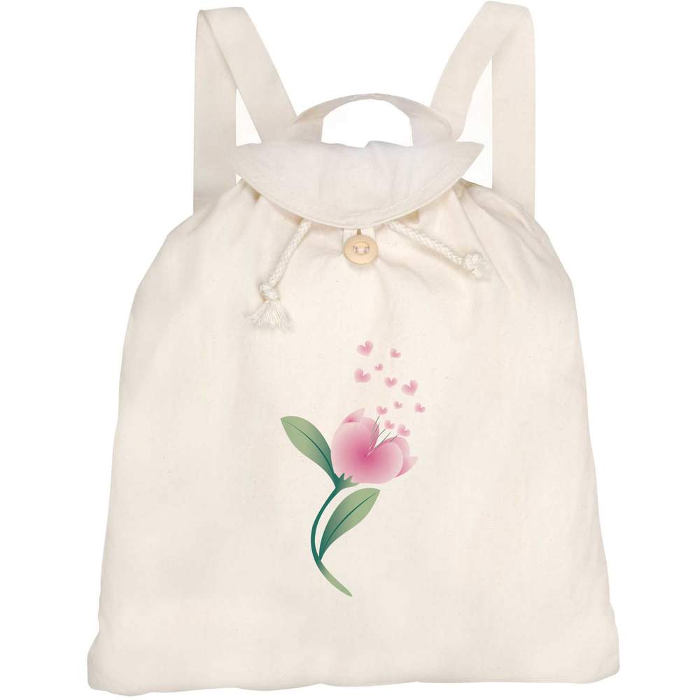 'Flower Hearts' Canvas Rucksack / Backpack (RK00042833)