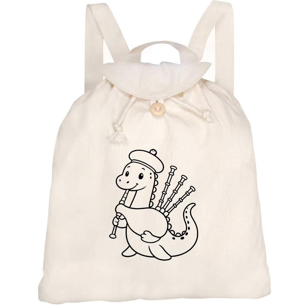 'Nessie Playing Bagpipes' Canvas Rucksack / Backpack (RK00043003)