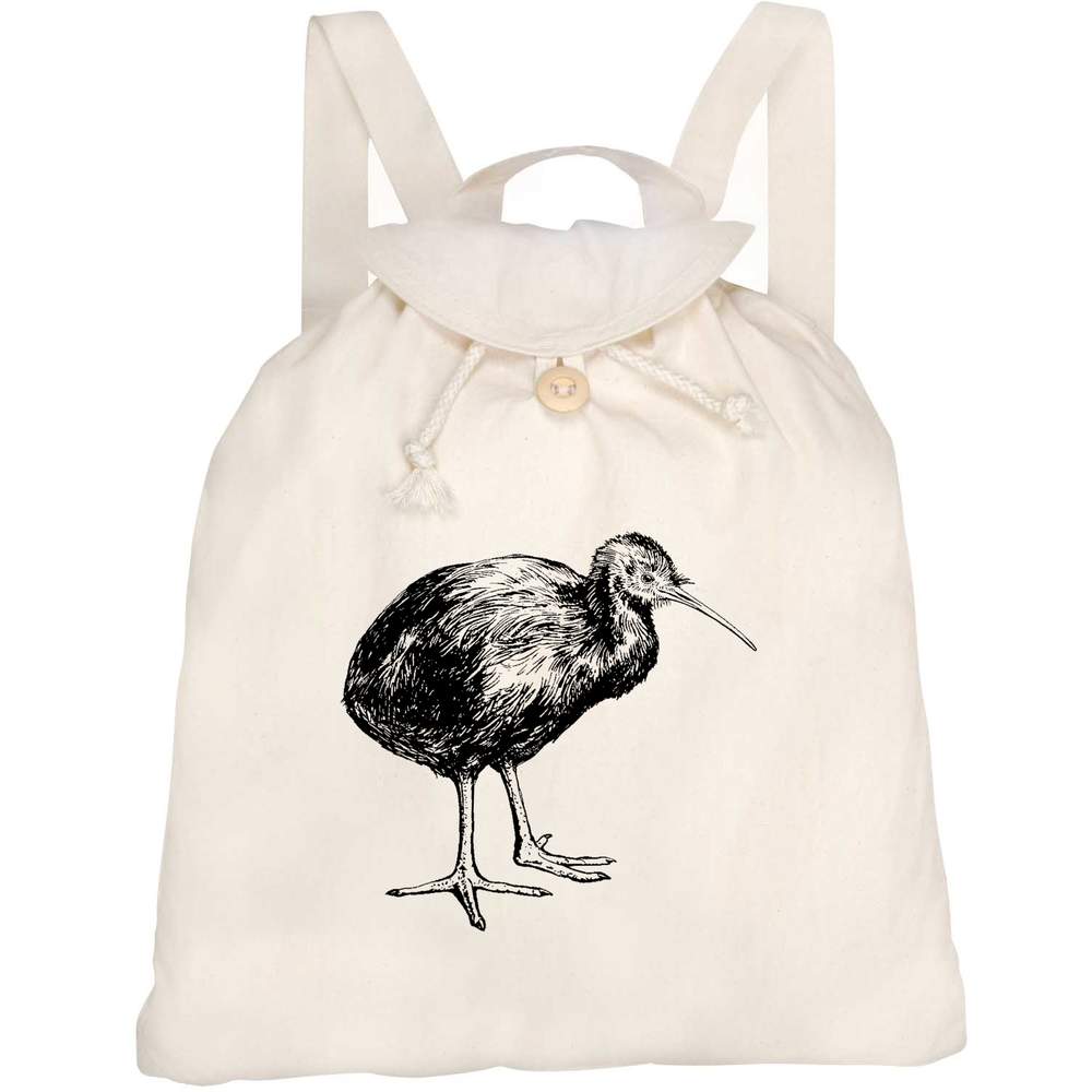 'Kiwi Bird Side View' Canvas Rucksack / Backpack (RK00043828)