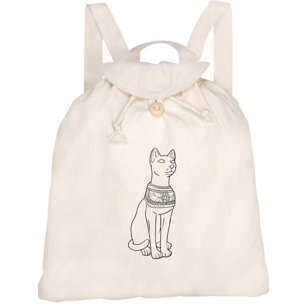 'Egyptian Cat Statue' Canvas Rucksack / Backpack - Drawstring Day Bag for School, Travel, Books and Outdoor Use (RK00044867)