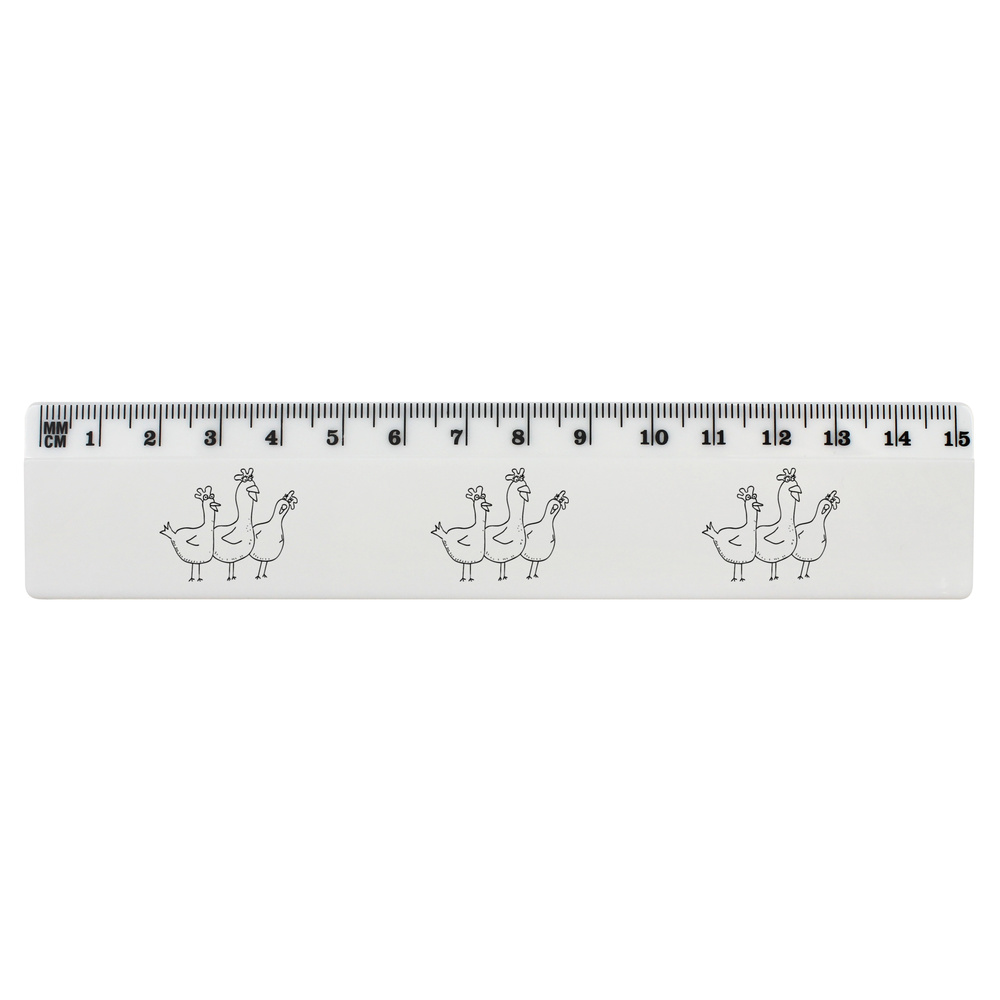 'Chickens' 15cm (6 Inch) White Plastic Ruler (RL00001163)