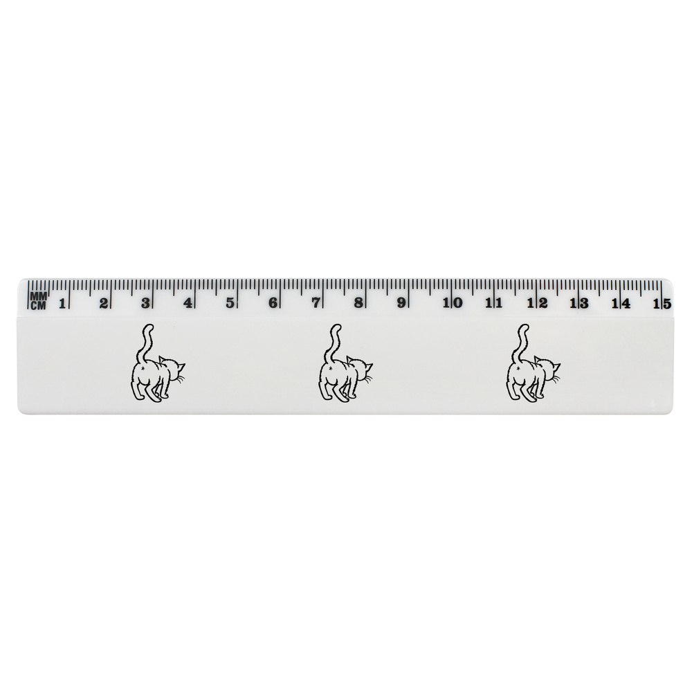 'Cat' White Plastic Ruler (RL001136)