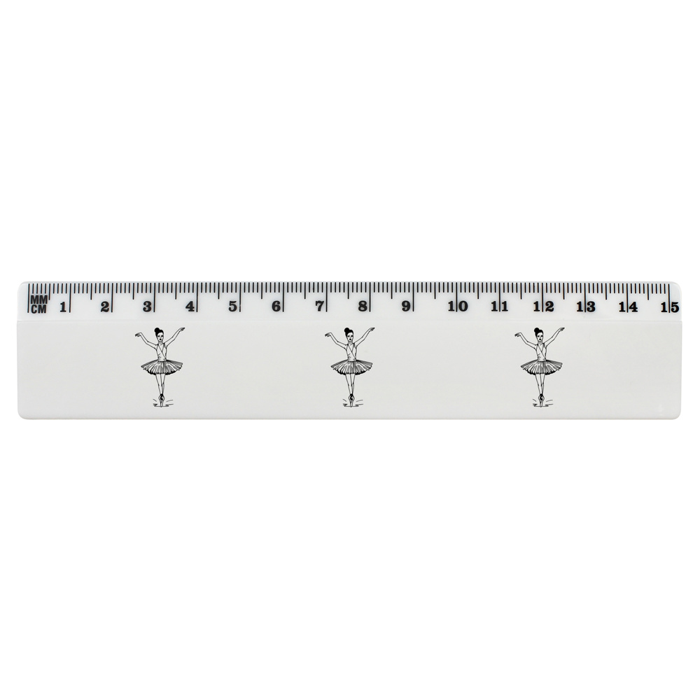 'Ballerina' 15cm (6 Inch) White Plastic Ruler (RL00003169)