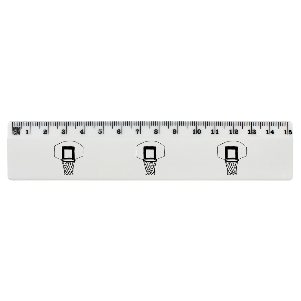 'Basketball Net' 15cm (6 Inch) White Plastic Ruler (RL00004719)